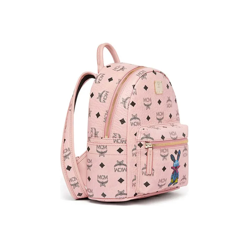 MCM Stark Visetos PVC Polyvinyl Chloride Backpack Mini Women's Cherry Blossom Pink-1