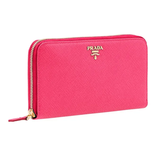 PRADA Saffiano Leather Handheld Wallet Women's Pink Peony-1