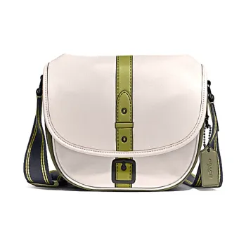 COACH Hitch Cow Leather Shoulder Bag, Crossbody Bag Medium Size Men's White, Green & Multicolor