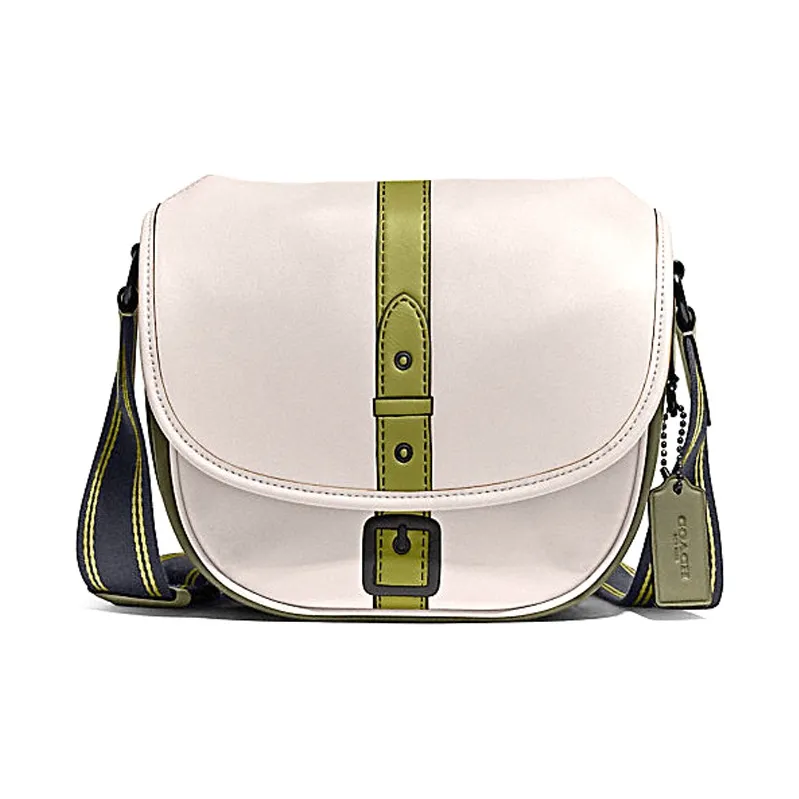COACH Hitch Cow Leather Shoulder Bag, Crossbody Bag Medium Size Men's White, Green & Multicolor-0
