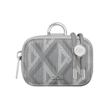 DIOR Canvas One Shoulder Crossbody Clutches Men's Gray
