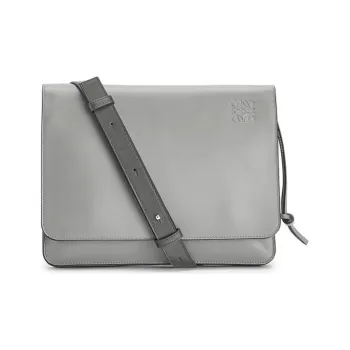 LOEWE Gusset Smooth Calf Leather Shoulder Bag Crossbody Bag Men's Gray