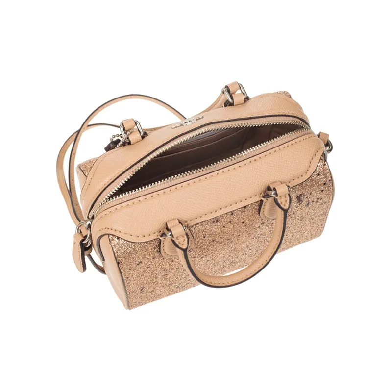 COACH Bennett Leather Boston Bag Handbag Shoulder Bag Crossbody Bag Mini Women's Gold-4