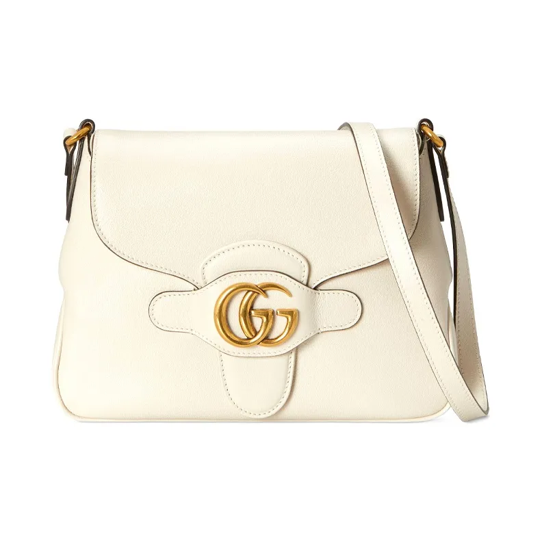 GUCCI Leather Messenger Bag Shoulder Bag Crossbody Bag Small Size Women's White-0