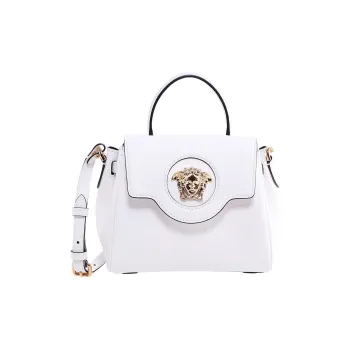 VERSACE La Medusa Leather Shoulder Bag, Crossbody Bag, Handbag Trumpets Women's White