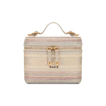 DIOR DiorTravel Embroidery Toiletry Bag Travel Storage Bag Handbag Makeup Bag Women's Beige
