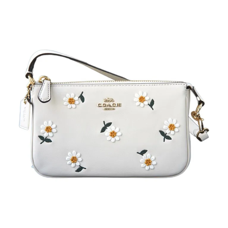 COACH Nolita Leather Pochette, Shoulder Bag, Clutch, Handbag Trumpets Women's White-0