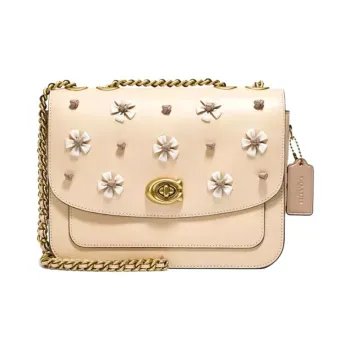 COACH Madison Leather Small Square Bag Shoulder Bag Crossbody Bag Medium Size Women's Milk Tea Beige