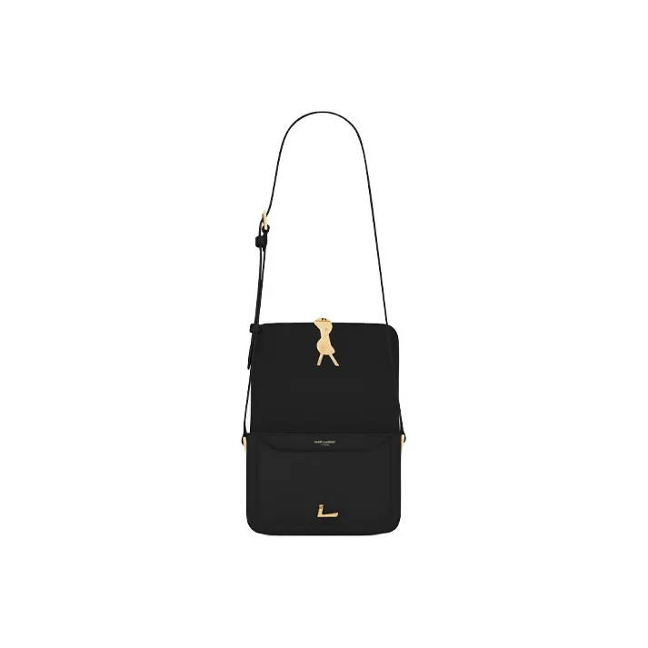 SAINT LAURENT SOLFERINO Leather Tofu Bag, Shoulder Bag, Crossbody Bag Trumpets Women's Black-5