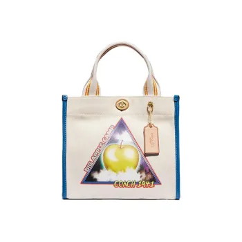 COACH Recycled Tote Canvas Canvas Bag Tote Bag Shopping Bag Crossbody Handbag Small Size Women's Chalk White