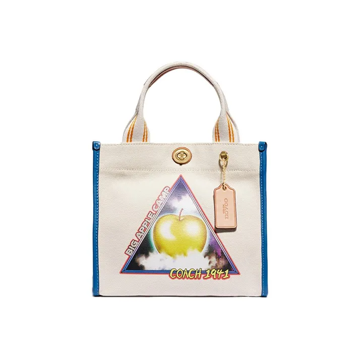 COACH Recycled Tote Canvas Bag, Tote Bag, Shopping Bag, Crossbody Bag, Handbag Trumpets Women's Chalk White-0