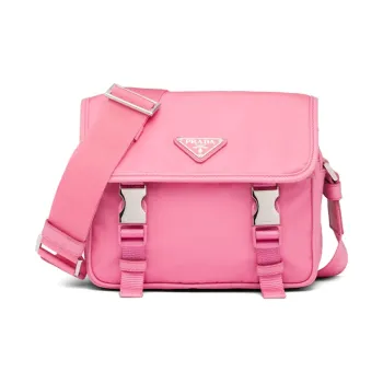 PRADA Nylon And Saffiano Leather Shoulder Bag Women's Begonia Pink