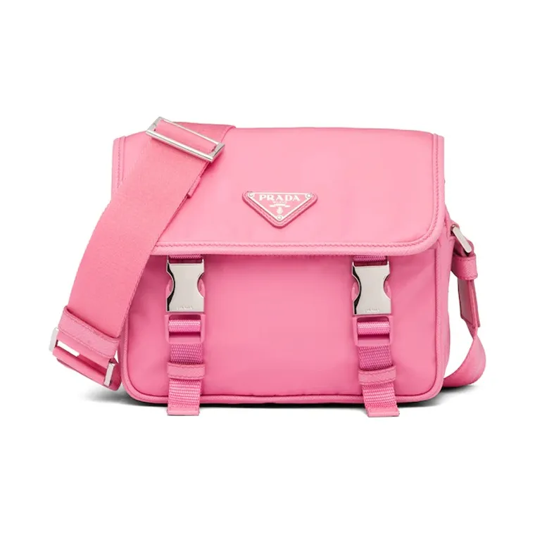 PRADA Nylon And Saffiano Leather Shoulder Bag Women's Begonia Pink-0