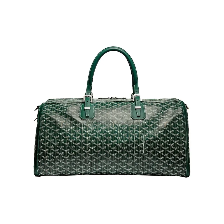 GOYARD Canvas With Leather Dog's Teeth Travel Tote Handbag Unisex Green-0