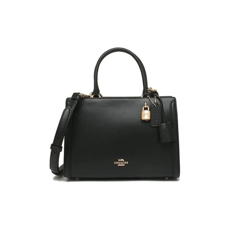 COACH Zoe Calfskin Small Square Bag Lockhead Bag Handbag Shoulder Bag Crossbody Bag Medium Size Women's Black-0