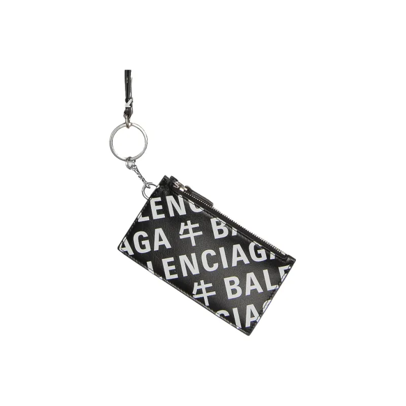 Balenciaga Cow Leather Key Pouch Regular Unisex Black-1