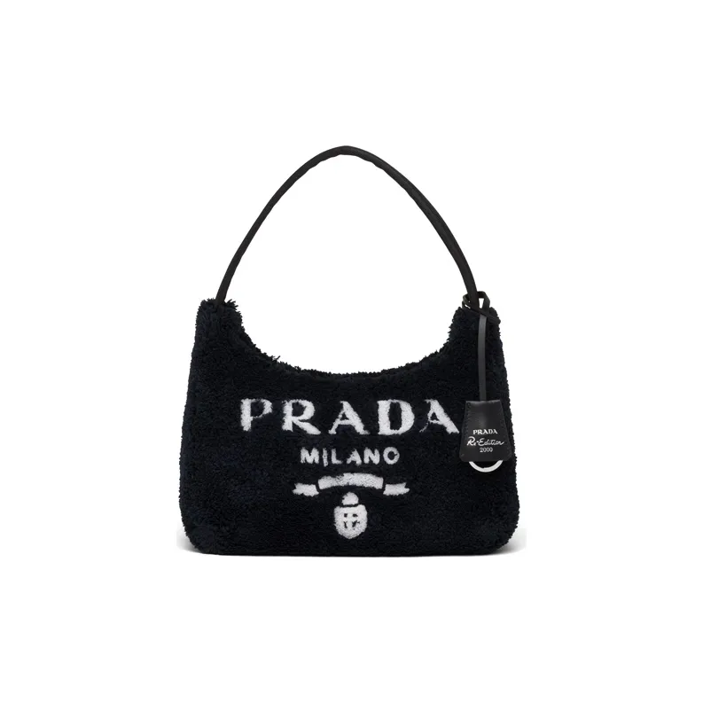 PRADA Re Edition Terry Fabric Shoulder Bag Handbag Shoulder Bag Women's Black-0