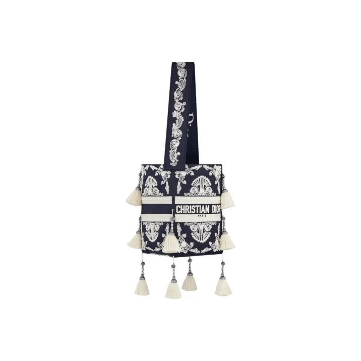 DIOR D-Bubble Collection Embroidery Handbags Shoulder Bags Women's Blue/White-1