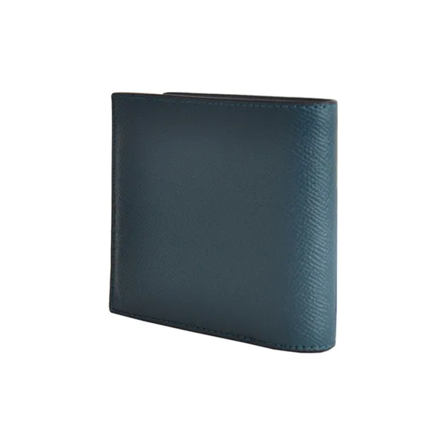 COACH Compact Leather Card Holder, Wallet Men's Blue-2