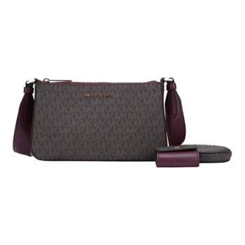 MICHAEL KORS Jet Set PVC Crossbody Bag Shoulder Bag Small Size Women's Brown & Burgundy