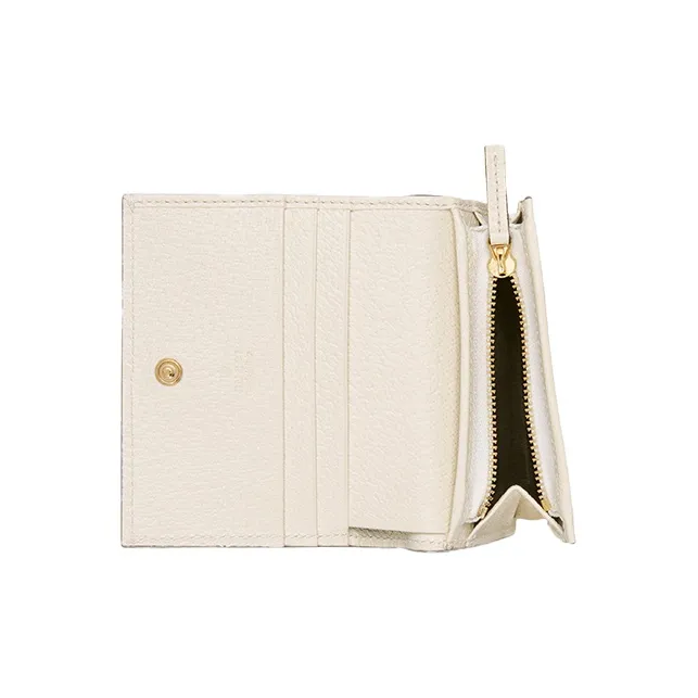 GUCCI Marmont Leather Wallets Card Holders Women's White-4