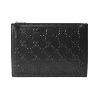 GUCCI Leather Clutch Men's Black