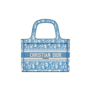 DIOR BookTote Embroidery Tote Bag Shopping Bag Handbag Mini Women's Cornflower Blue