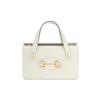 GUCCI Leather Box Bag Handbag Women's White