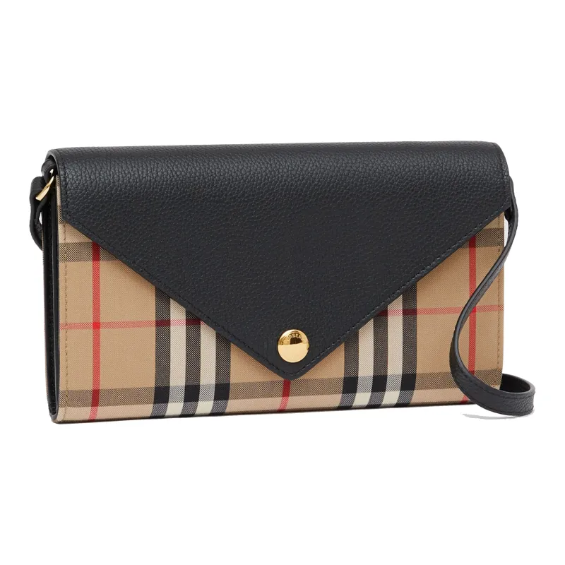 Burberry Vintage Cow Leather Clutches Crossbody Bag Shoulder Bag Women's Black-1