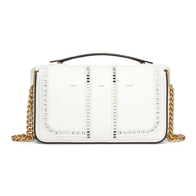 FENDI Baguette Calfskin Lambskin Shoulder Bag Crossbody Bag Handbag Mini Women's White-2