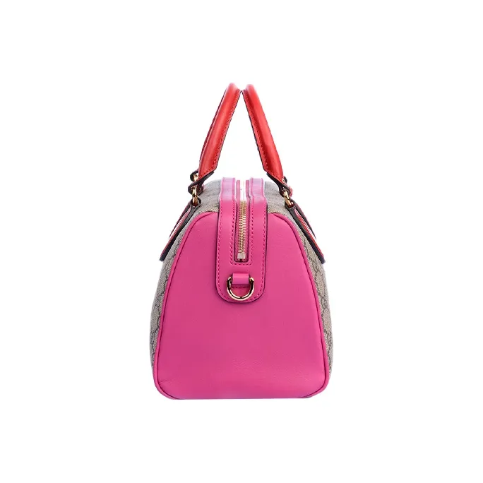 GUCCI Polyurethane Boston Bag Shoulder Bag Crossbody Bag Handbag Women's Ebony & Red & Rose Pink-3