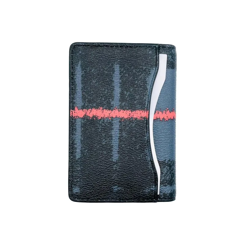 COACH Leather Coin Purse Card Holder, Wallet Mini Unisex Black & Dark Blue-1