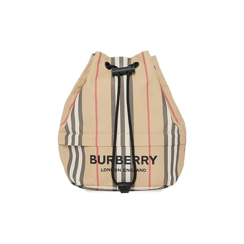 Burberry Logo Print Icon Stripe Drawcord Pouch 'Archive Beige'-0