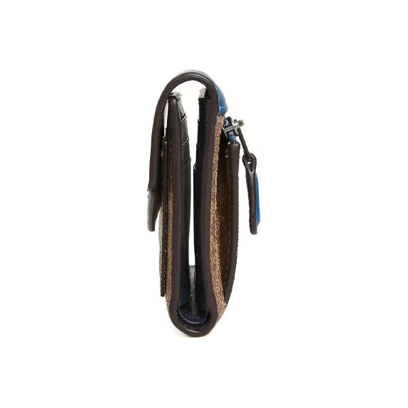 COACH Canvas Handheld Envelope Wallet Trumpets Women's Blue & Brown Monogram-2