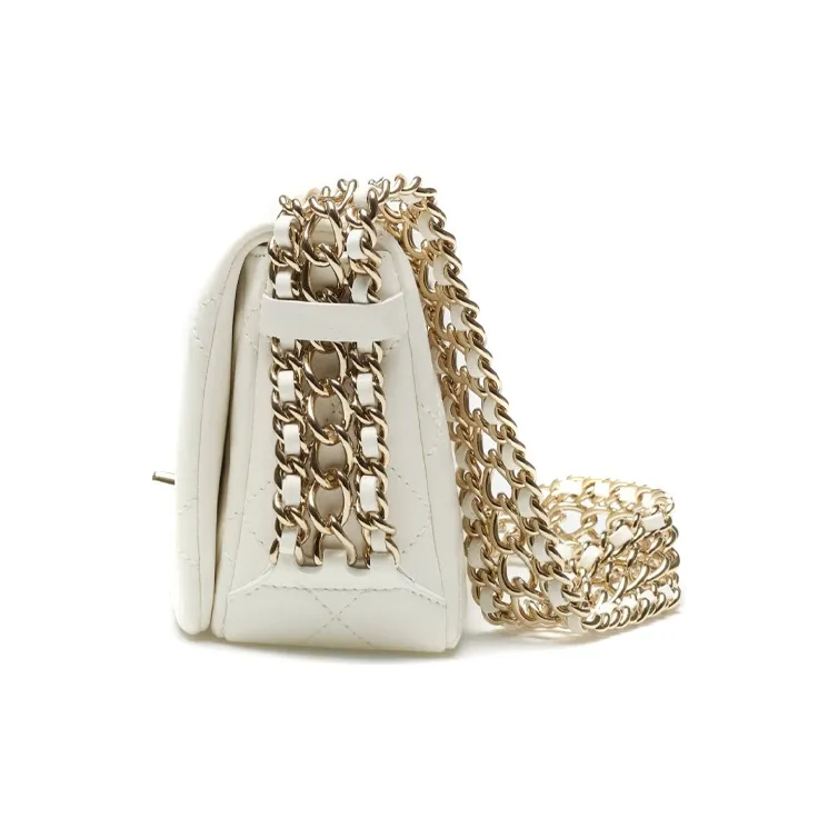 CHANEL 22SS Lambskin Flap Bag, Shoulder Bag, Crossbody Bag Mini Women's White-2