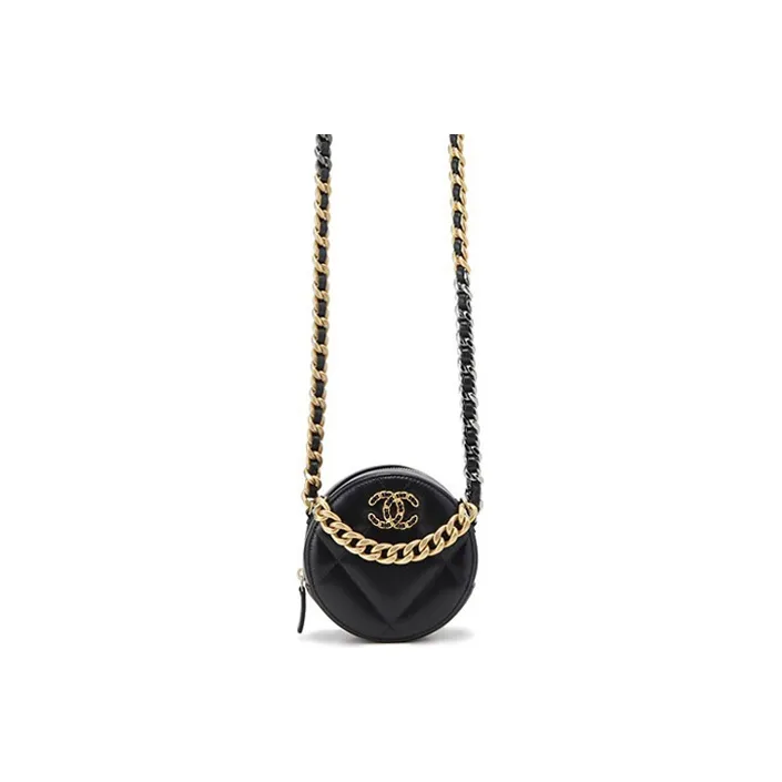 CHANEL 19Bag Lambskin Round Bag, Evening Bag, Clutch, Crossbody Bag, Shoulder Bag Women's Black-2