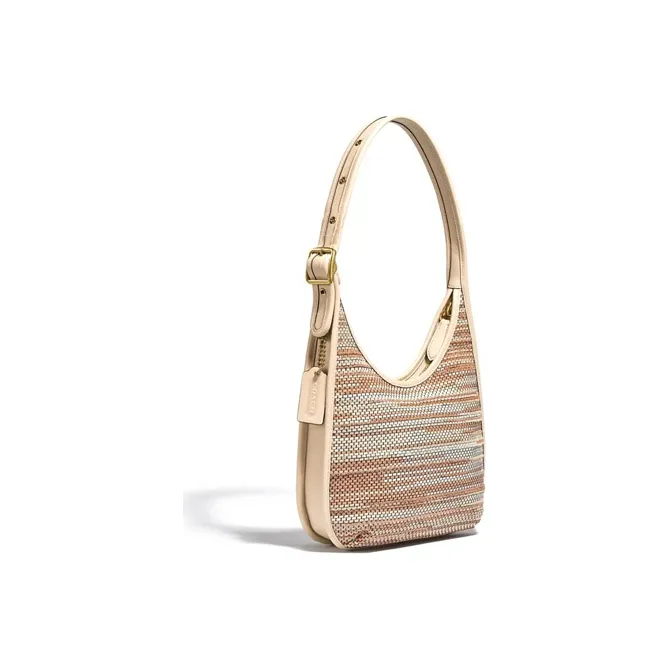 COACH Ergo Leather Hobo Bag Crescent Bag Shoulder Bag Crossbody Bag Handbag Medium Size Women's Beige Mixed Color-1