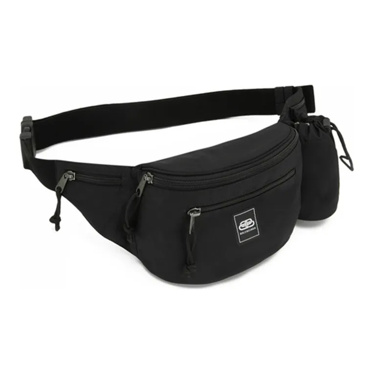 Balenciaga Nylon Fabric Fanny Pack Small Size Men's Black-3
