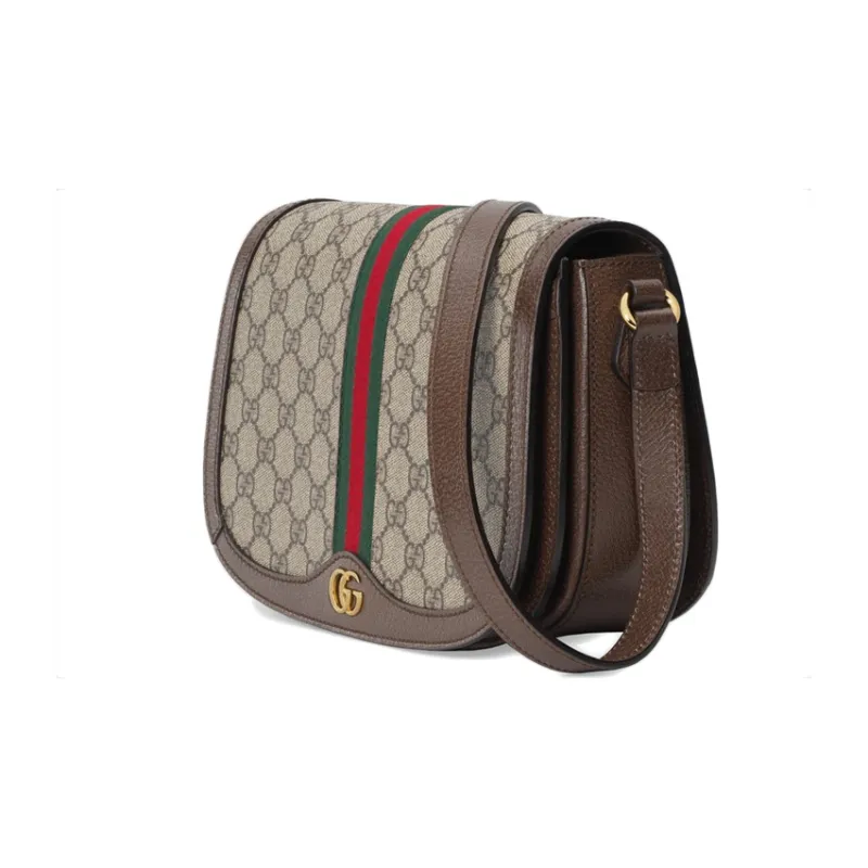 GUCCI Ophidia Canvas With Leather Saddle Bag, Crossbody Bag, Shoulder Bag Women's-2