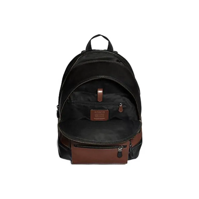 COACH West Leather Backpack Large Size Men's Brown Black-3