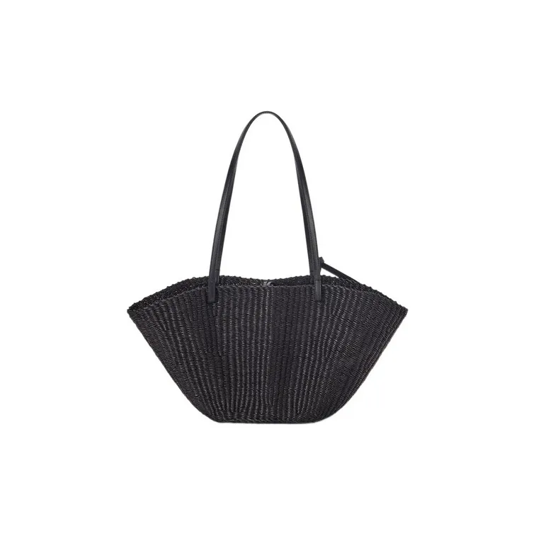 LOEWE Anagram Elephant Grass Cow Leather Charm Shell Handbag One Shoulder Handbag Women's Black-3