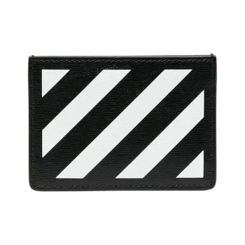OFF WHITE Diag Print 2 Card Slot Card Holder Black