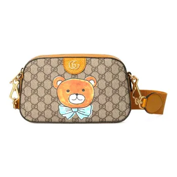 GUCCI KAI Collaboration Canvas With Leather Messenger Bag, Camera Bag, Shoulder Bag, Crossbody Bag Unisex