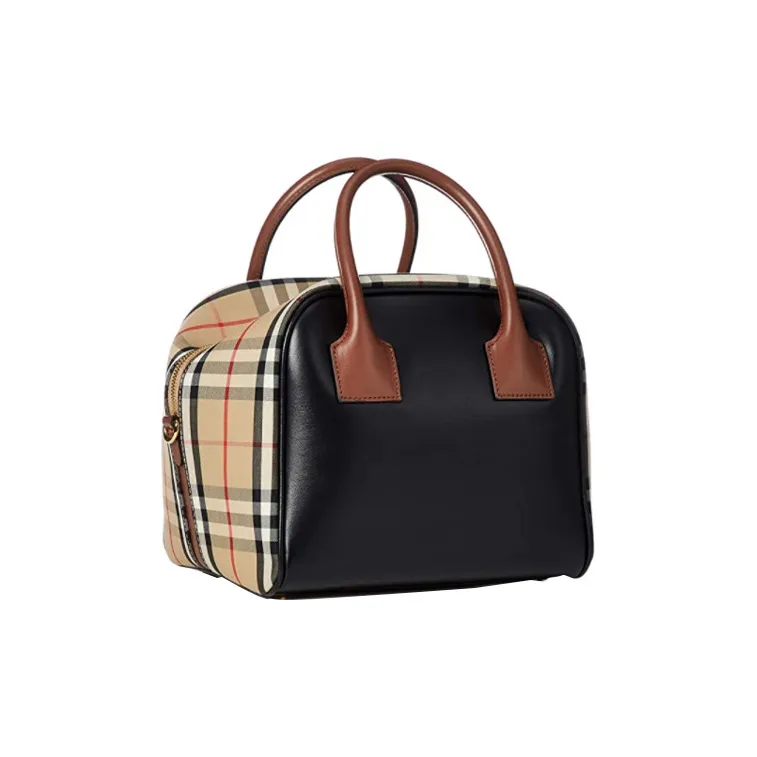 Burberry Vintage Check Cube Bag Leather Small Archive Beige-1