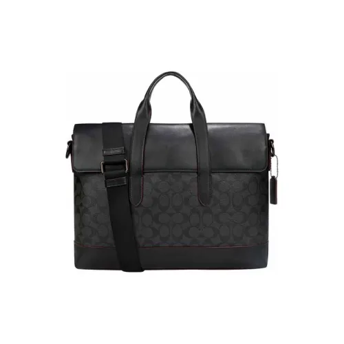 COACH Hamilton With Leather Laptop Bags Briefcase Shoulder Bag Crossbody Bag Handbag Large Size Men's Charcoal Black