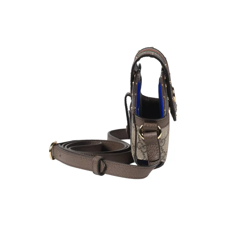 GUCCI Ophidia Canvas With Leather Headphone Protective Case Shoulder Bag Crossbody Bag Small Size Unisex Ebony/Brown-3