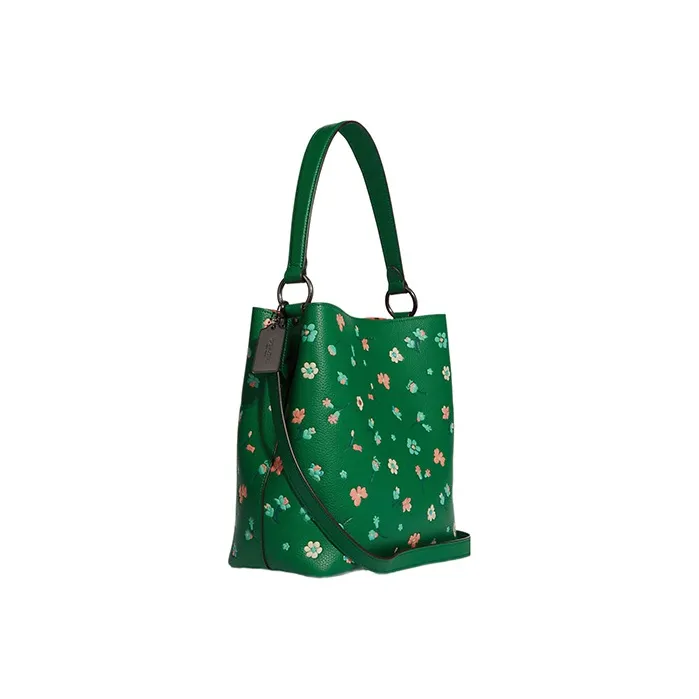 COACH Town Leather Bucket Bags Shoulder Bag Crossbody Bag Large Size Women's Green-1