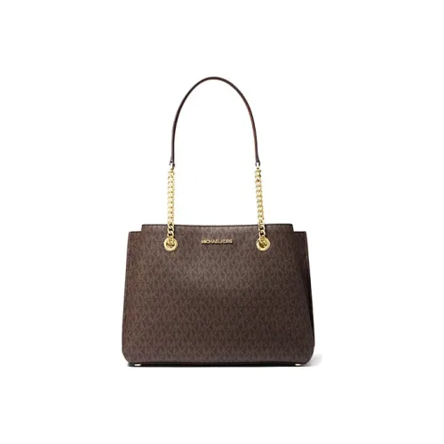 MICHAEL KORS Teagen Canvas With Leather Tote Bag, Shopping Bag, Handbag, Shoulder Bag Tubas Women's Brown