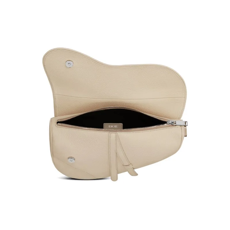 DIOR Cow Leather Saddle Bag Sling Bag Men's Cream White-1