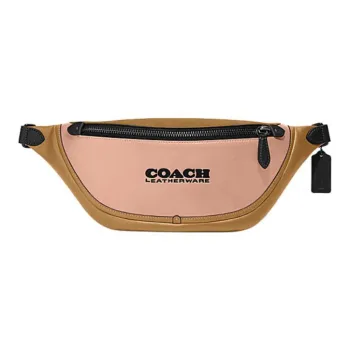 COACH League Cow Leather Fanny Pack Large Size Men's Orange And Pink
